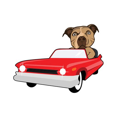 Dog Driving Car Cartoon Vector Icon Illustration Animal Transportation