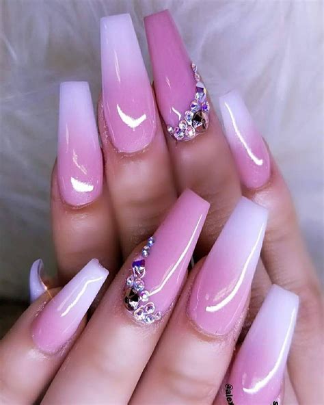 More Pink Ombre Nails With A Little Bling Pink Ombre Nails Ombre
