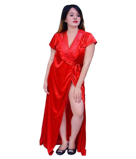 Buy Dream Fashion Red Satin Nighty And Night Gowns Online At Best Prices