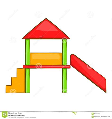 Playhouse With Slide Icon Cartoon Style Stock Vector Illustration Of