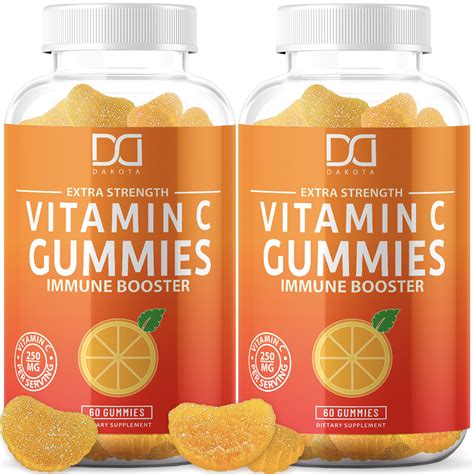 Dakota Vitamin C Gummies Immune System Support Gluten Free 120 Count 2 Pack