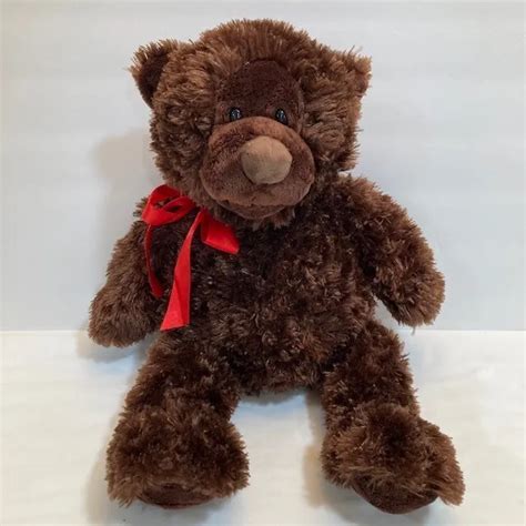 Gund Chocolate Brown Teddy Bear Plush Stuffed Animal Toy With Red