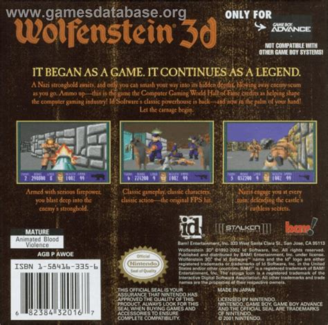 Wolfenstein 3d Nintendo Game Boy Advance Artwork Box Back