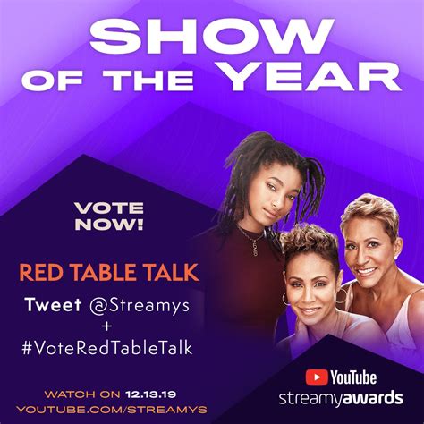 Red Table Talk On Twitter Hey Rtt Fam Voting For Show Of The Year At The Streamys Is Now