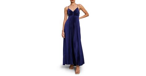 A L C Aries Pleated Cutout Maxi Dress In Blue Lyst