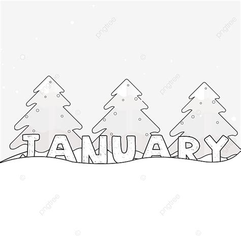 January Clip Art Black And White