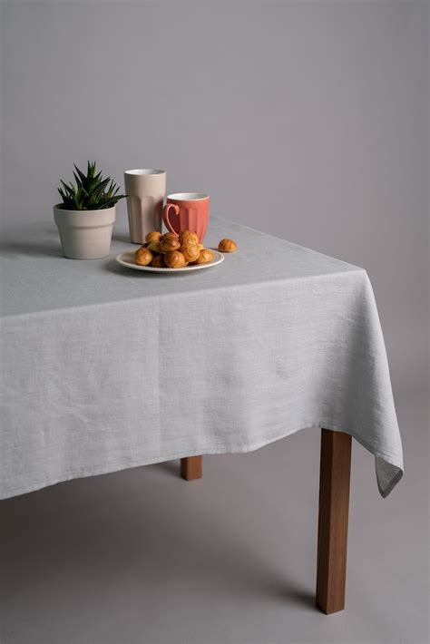 Light Grey Linen Tablecloth Soft Linen Table Cloth Rustic Etsy