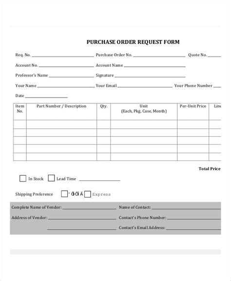 Purchase Order Form 15 Free Word Pdf Documents Download