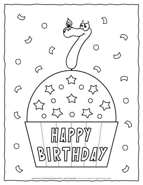 Happy Birthday Coloring Page 7th Birthday Planerium
