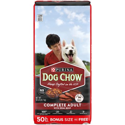 Purina Dog Chow Dry Dog Food Complete Adult With Real Beef 50 Lb Bag