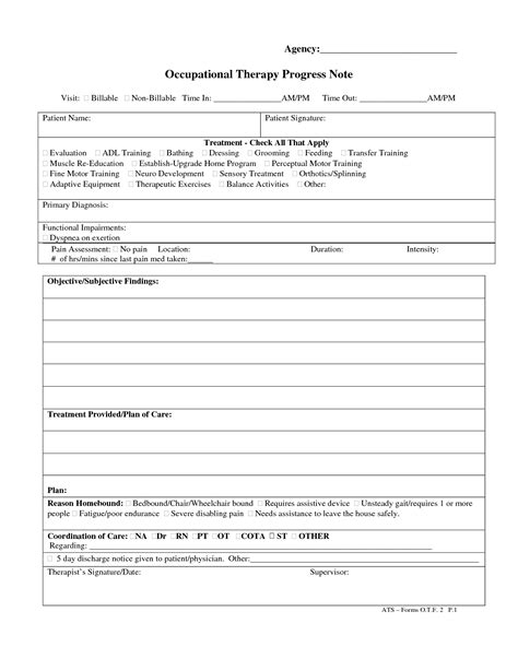 Counseling Note Template