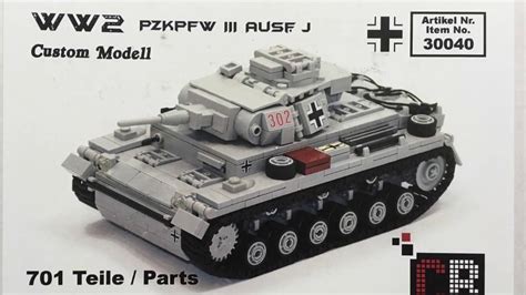 Lego Custom Bricks Ww2 Panzer 3 Ausf J Tank Set 30040 Youtube