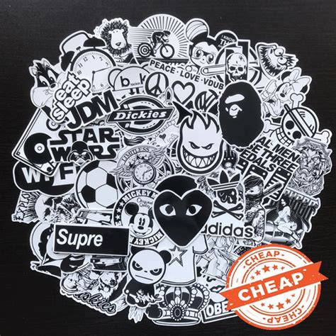 50pcsset Car Tide Black White Stickers Vinyl Dope Sticker Graffiti