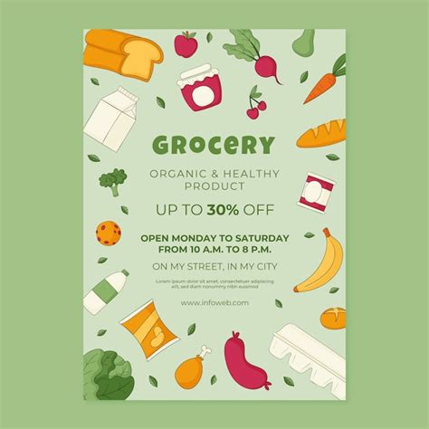 Free Vector Hand Drawn Grocery Shopping Poster