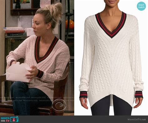 Wornontv Pennys Cable Knit Varsity Sweater On The Big Bang Theory
