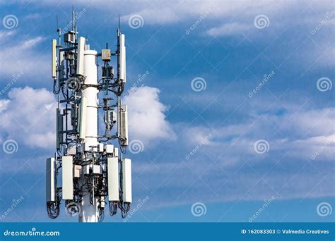 Cellular Base Station Against Blue Sky Stock Image Image Of