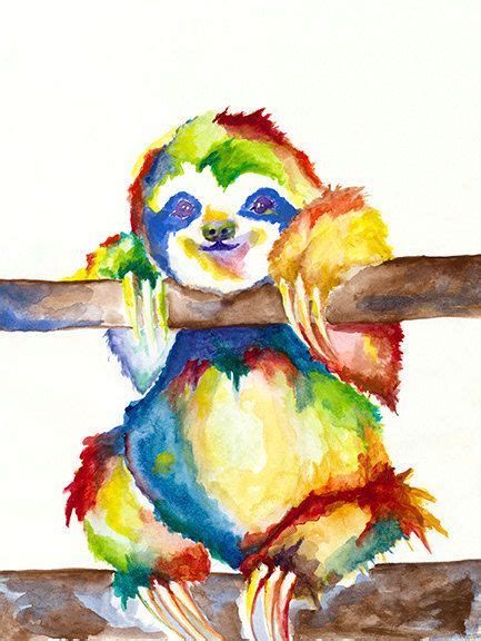 Sloth Print Slothy Sloth By Elizabethstreetart On Etsy Sloth Art Sloth Sloth Drawing