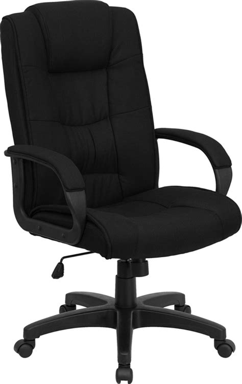 High back swivel with wheels ergonomic executive chair. High Back Black Fabric Executive Office Chair GO-5301B-BK-GG