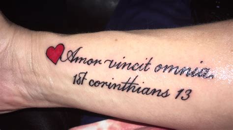 amor vincit omnia latin for love conquers all 1st corinthians 13 firsttattoo first tattoo
