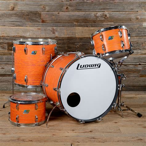 Ludwig Hollywood 12131622 4pc Drum Kit Mod Orange 1969 Used With