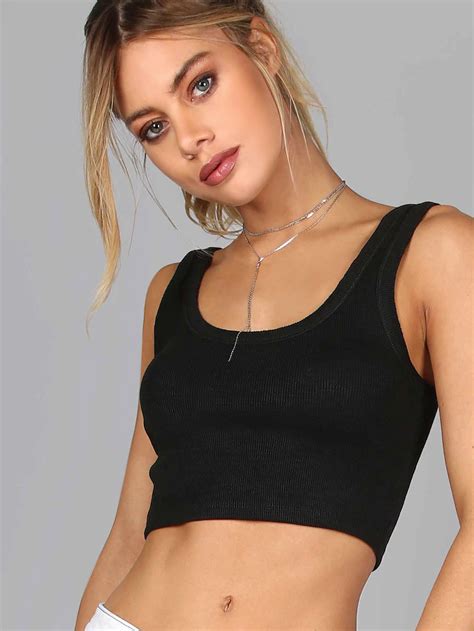 shein ribbed crop tank top black crop top tank cropped tank top knitted crop tank top