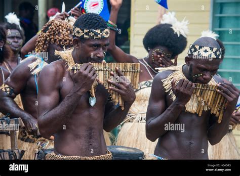 Bamboo Band Traditionally Dressed Buka Bougainville Papua New Guinea