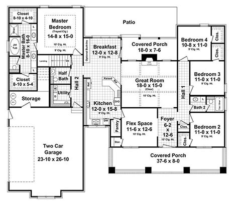 Craftsman Style House Plan 4 Beds 25 Baths 2199 Sqft Plan 21 309