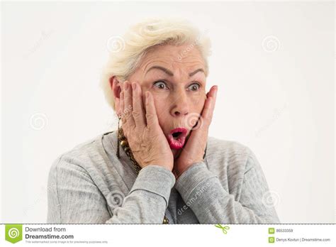 Surprised Elderly Lady Isolated Stock Image Image Of Face