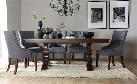 Dining room table 6 chairs. Cavendish Dark Wood Extending Dining Table with 6 Duke ...
