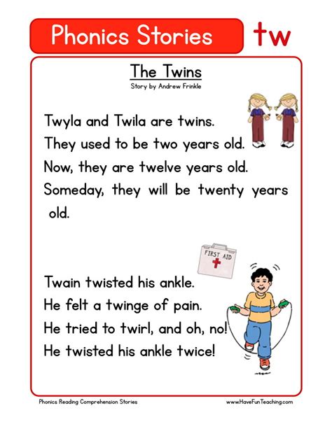 My students and i have learned a lot from them. Reading Comprehension Worksheet - The Twins