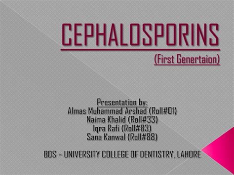 Cephalosporins First Generation