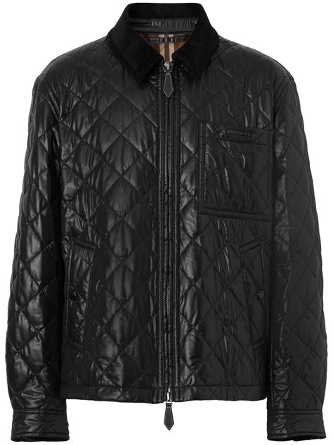 Burberry Diamond Quilted Bomber Jacket In Black Modesens