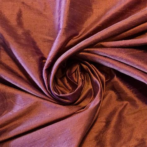 Silk Sh04 Plum And Peach Exquisite Hand Woven Dupioni 100 Silk Fabric
