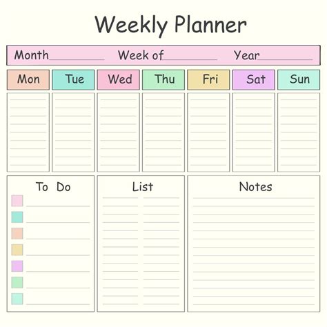 8 Best Blank Printable Weekly Calendars Templates