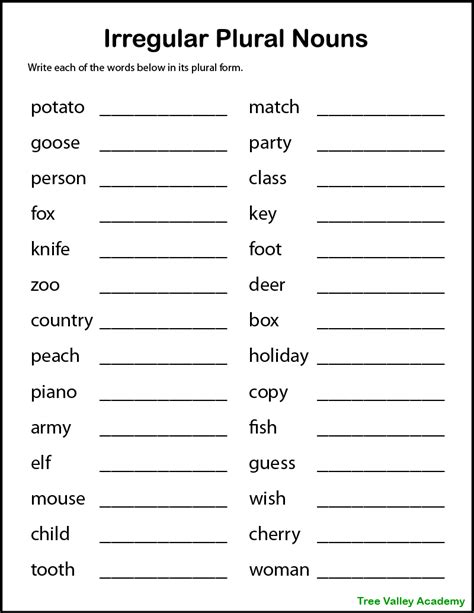 Singular And Plural Nouns Worksheets Printable Plural Nouns