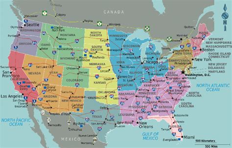 Map Usa States Major Cities Printable Map