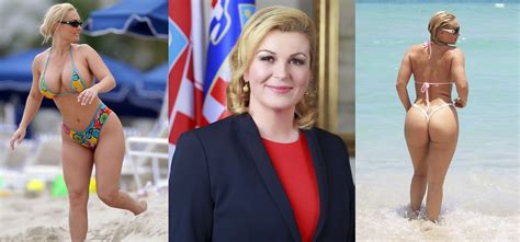 A Atual Presidente Da Croácia Kolinda Grabar Usou Um Fio Dental Na Praia E Mostrou Seu Corpo