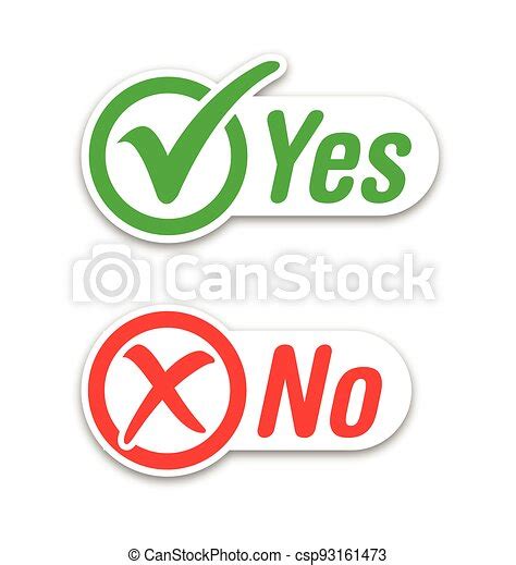 Tick Check Yes Cross No Mark Labels Stickers Stylish Green Tick Check