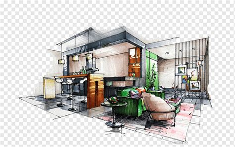 House Decor Painting Drawing Architectural Rendering Interior Design