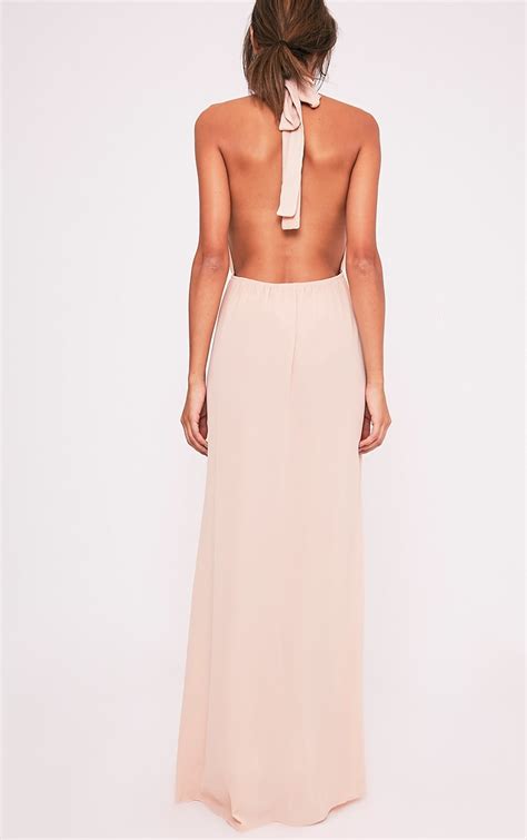 Alina Nude Plunge Maxi Dress Maxi Dresses Prettylittlething