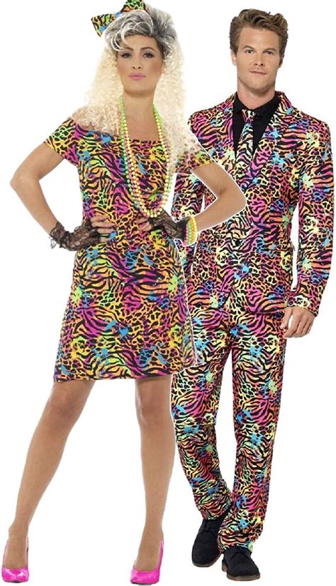 Couples Matching Ladies And Mens Retro 80s Neon Party Animals