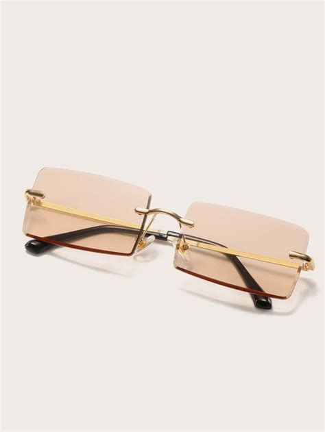 tinted lens rimless fashion glasses shein usa