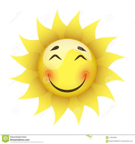 Smiling Yellow Sun On A White Background Stock Vector Illustration Of