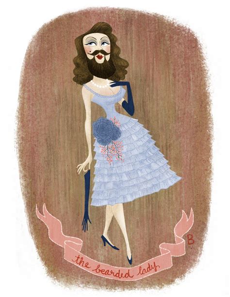 Bearded lady, Cartoon beard, Funny illustration