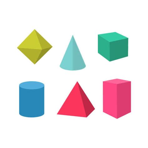 Set Of 3d Geometric Shapes Clip Art Set Cube Cone Cuboid Prism