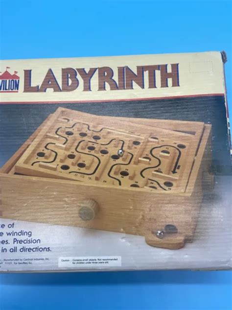 Vintage 1987 Pavilion Labyrinth Wooden Puzzle Maze Game With 1 Ball