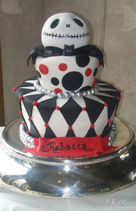 This is a customized nightmare before christmas themed wedding cake topper (as you can see, it turned out to be larger than the cake itself. nightmarebeforechristmas - Jills Cake CreationsJills Cake ...
