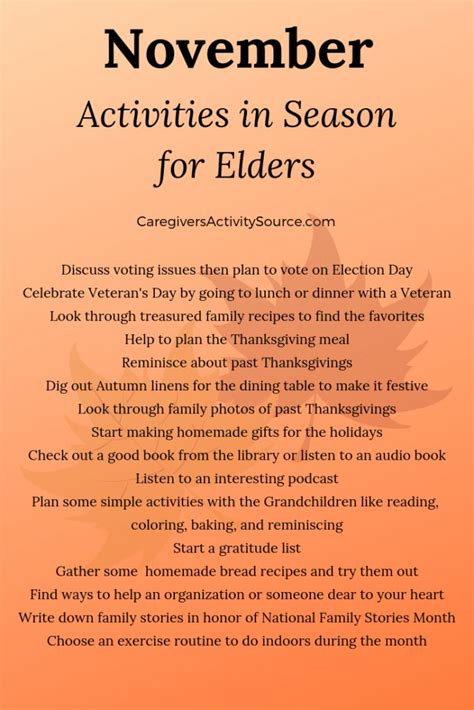 November Activity Roundup Senior Center Activities Elderly