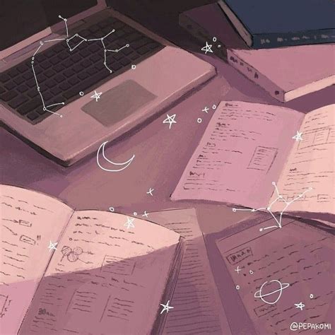 Study Idea Night Cover Anime Pastel Pink Aesthetic Aesthetic