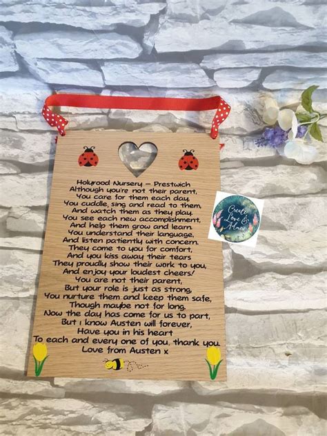 Gift ideas for child leaving nursery. Leaving Nursery Poem Personalised Thank You Teacher Gift ...